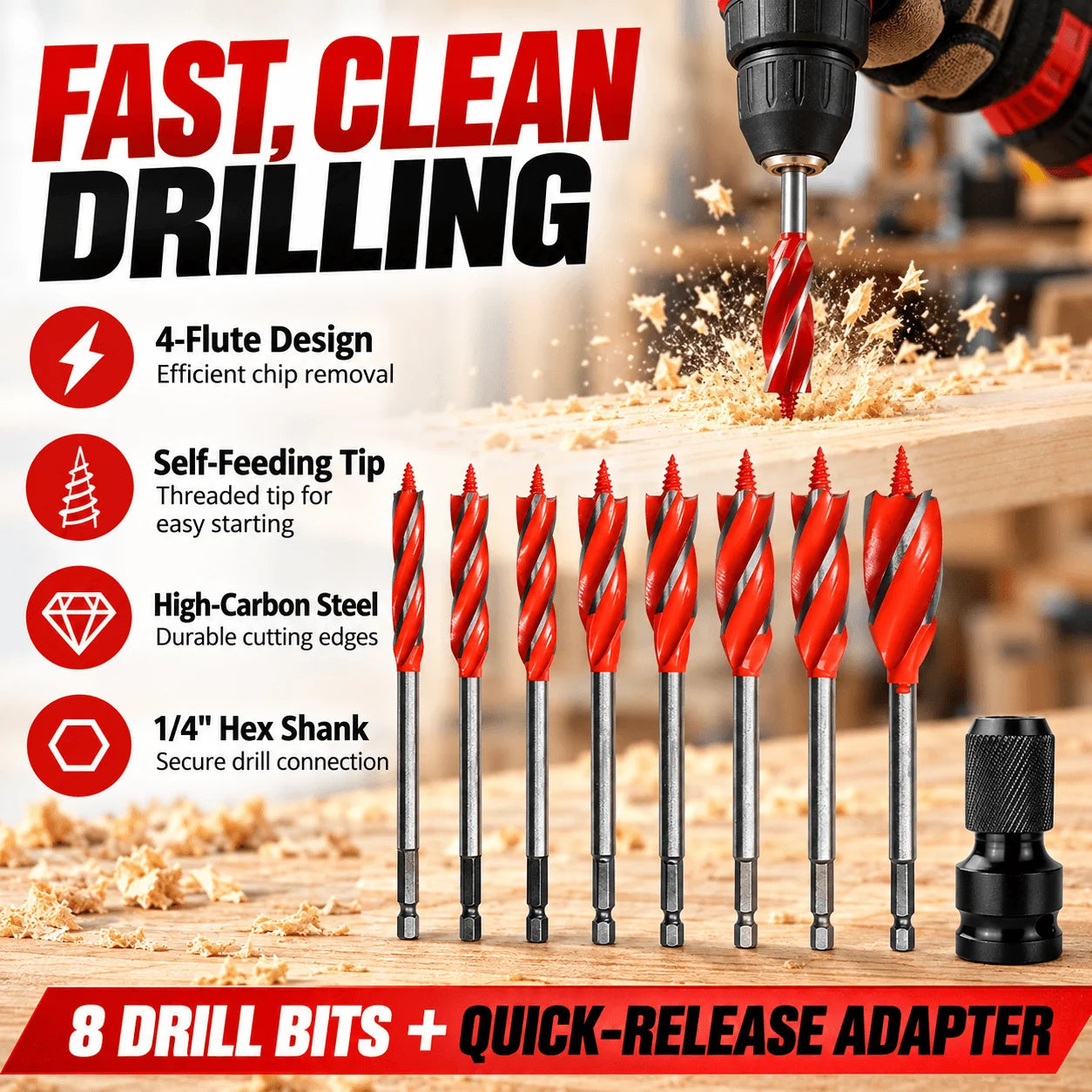 High-Carbon Steel Auger Bits – FixionTools